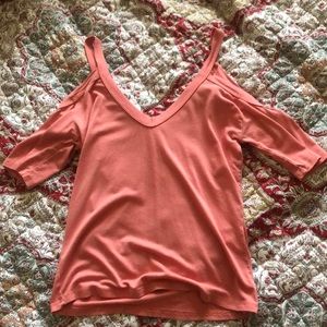 pink shoulder cut top size S
